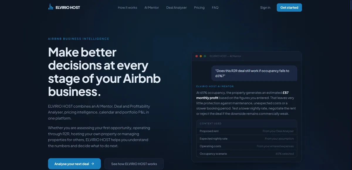 The Elvirio Host site: make better decisions at every stage of your Airbnb business